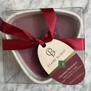 Claire Burke 2005 CHRISTMAS MEMORIES Candle In Ceramic Dish NEW!